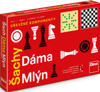 Šachy, dáma, mlýn (poškozená) - 