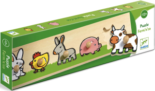 Jednoduché vkládací puzzle s úchytky domácí zvířata - neuveden