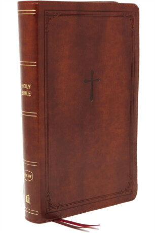 NKJV, End-of-Verse Reference Bible, Personal Size Large Print, Leathersoft, Brown, Red Letter, Comfort Print - Thomas Nelson